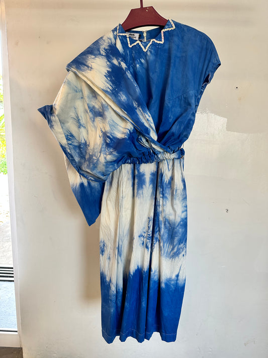 Malaika Dress tie dyed blue